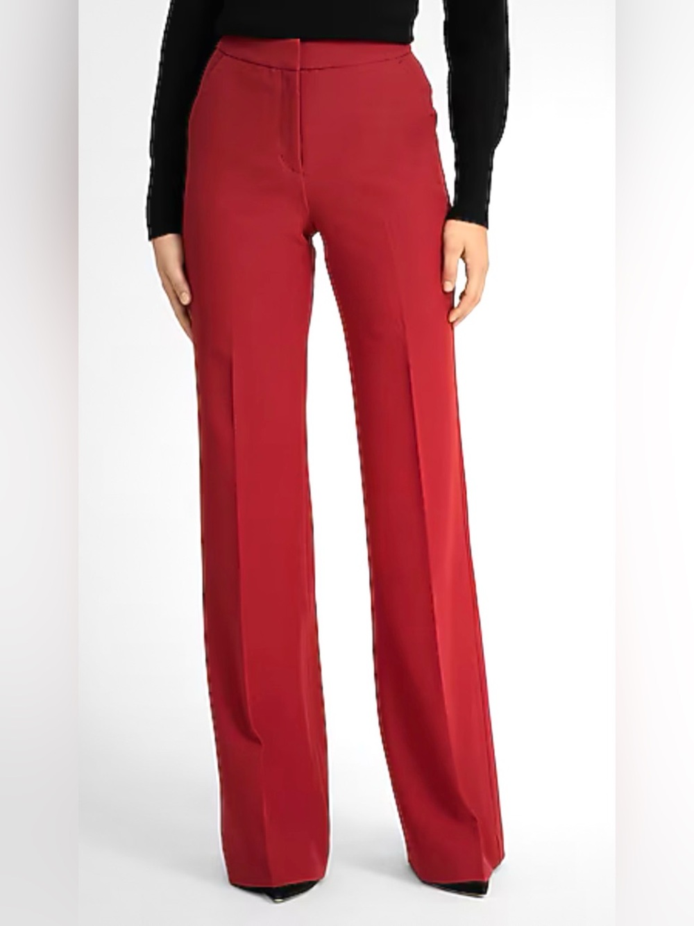 Editor Signature Stretch High Waisted Flare Trouser in Cayenne Orange (red)
